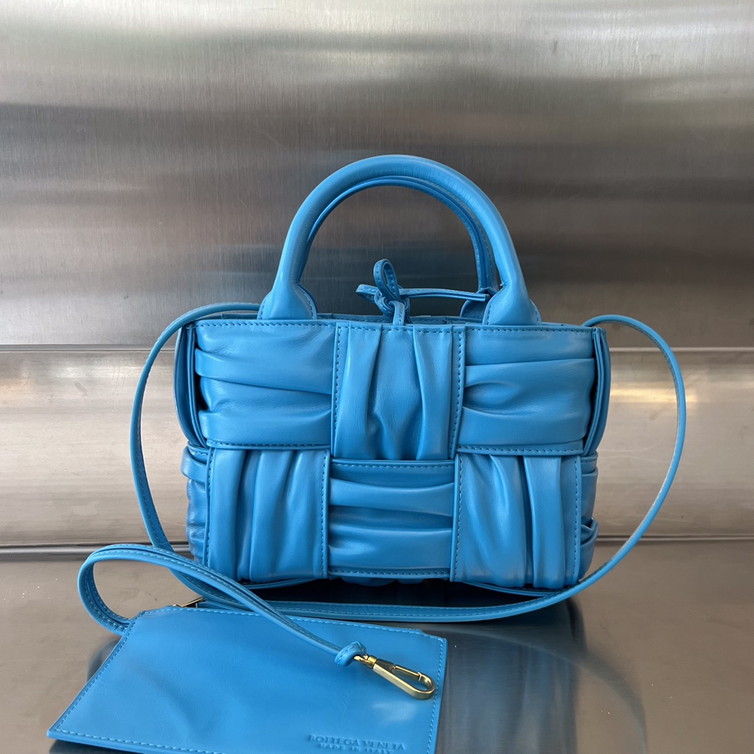 Micro Candy Arco Intreccio Leather Tote Bag Blue